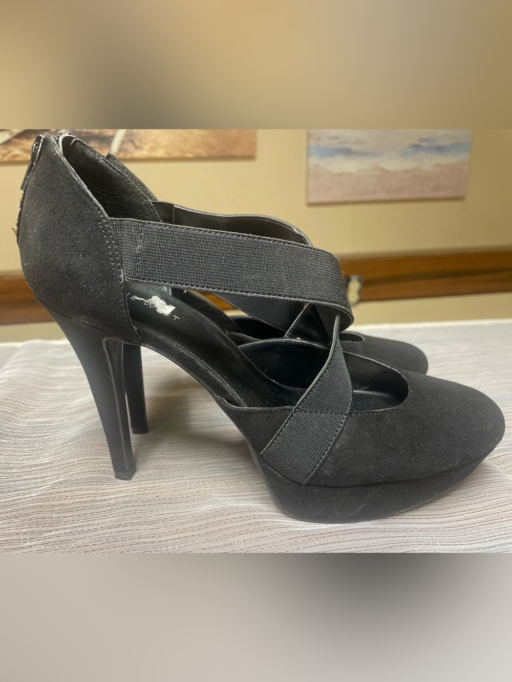 Nine West Black Crisscross Platform Pumps